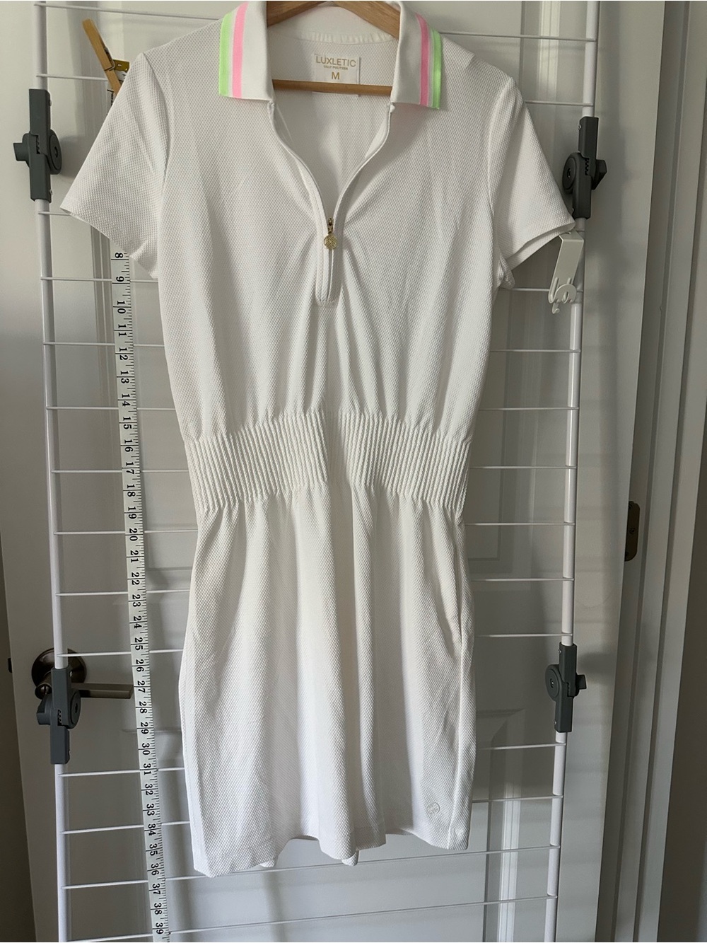 Lilly Pulitzer White Polo Dress with Neon Pink & Lime Trim